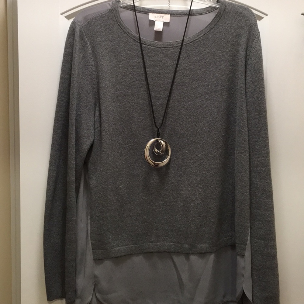 Beautiful cotton and chiffon size Large sweater.
